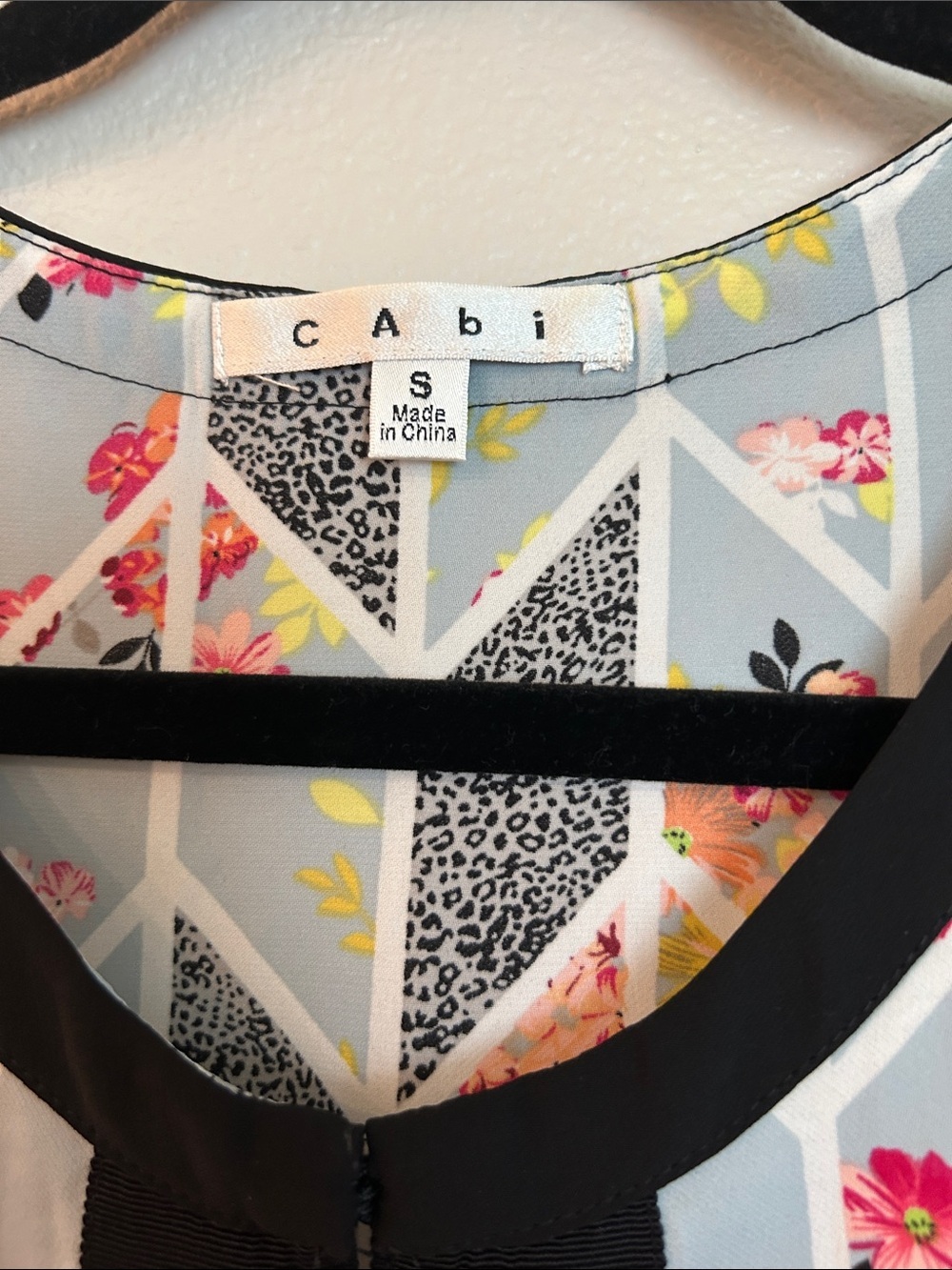 CAbi Floral Chevron Sleeveless Top with Black Trim - Picture 2 of 5